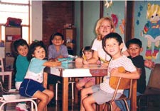 volunteer working with children